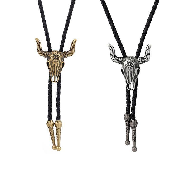 Long Leather Bull's Head Necklace Jewelry Fashion New Direct Sales Retro Men