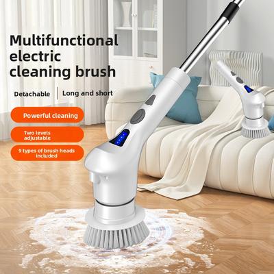 Electric Multi-function Cleaning Brush Household Kitchen Bathroom Toilet Floor Manual Powerful Multi-brush Head Cleaning