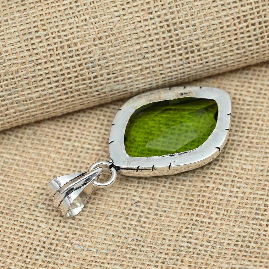 AAA+ Peridoto Piedra Preciosa Plata de Ley 925 Joyería Preciosa Hecha A Mano