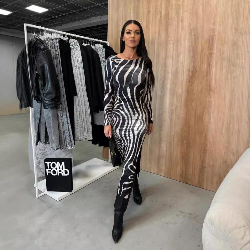 Autumn 2024 Street Style Irregular Split Dress for Women