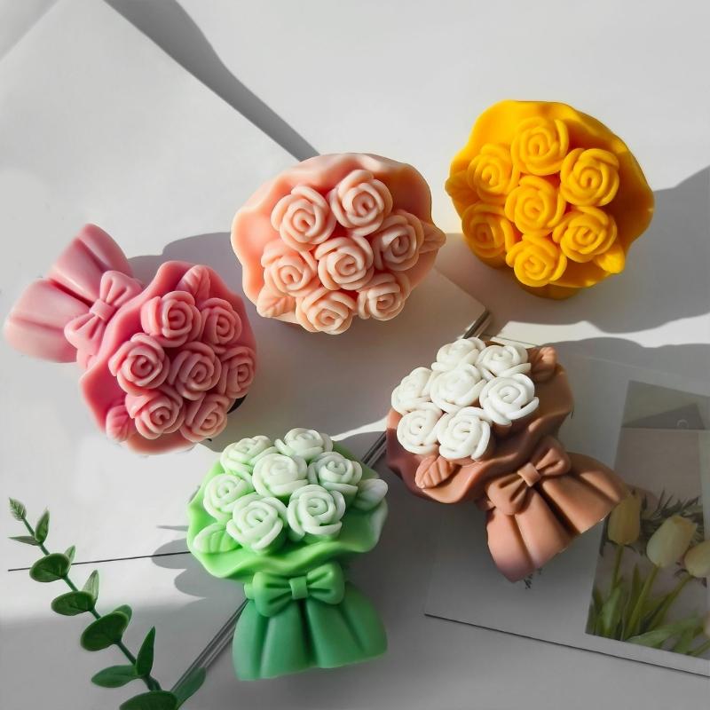 3D Rosenstrauß Kerzenform Silikonform zum Basteln von Aromatherapiekerzen Valentinstagsgeschenk Bastelbedarf