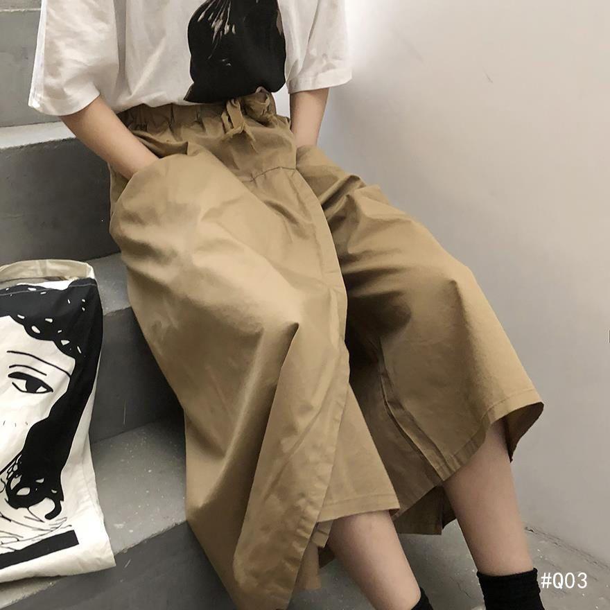 Frühling/Sommer 2020 Ulzzang High Waist Weit Bein Cropped Rockhose für Damen