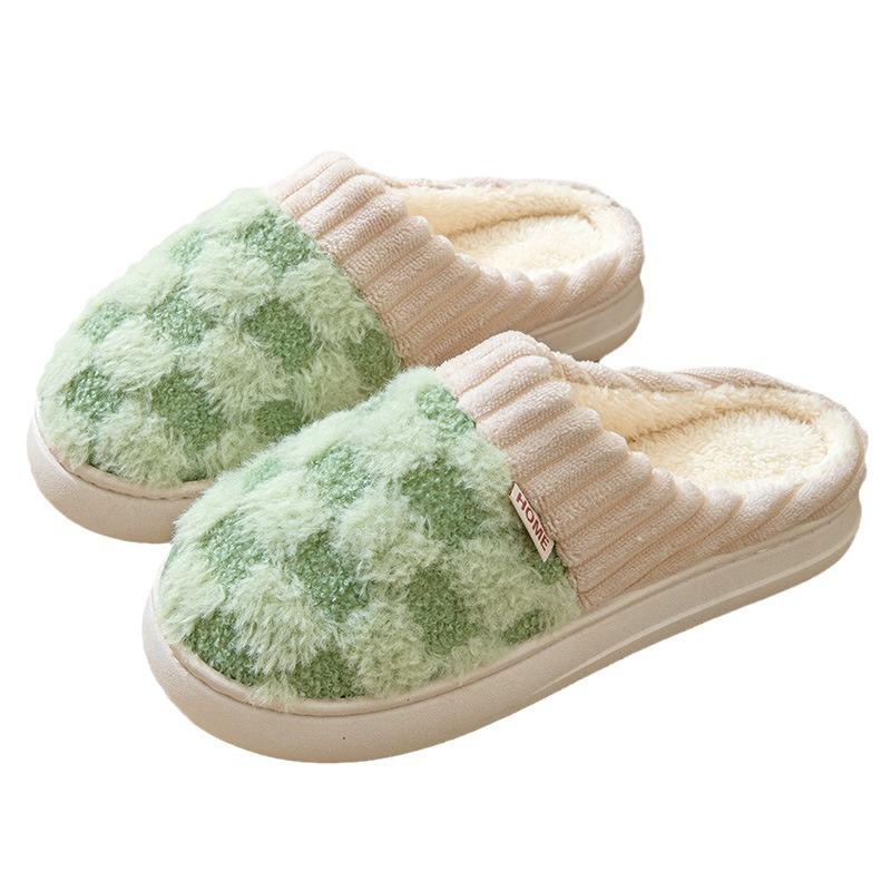 Winter cotton slippers women's home household wool slippers soft-soled cotton shoes piled warm couple fluff