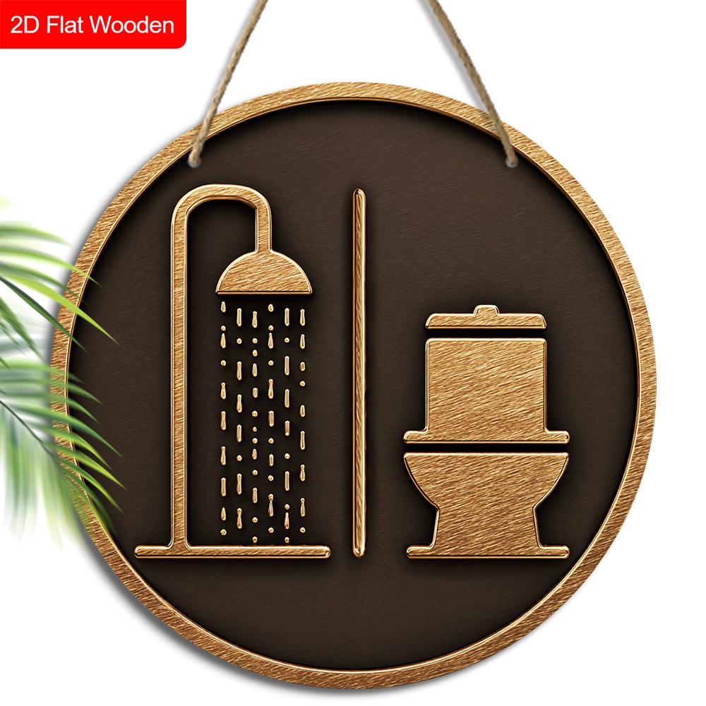 

Retro Wooden Toilet Sign - Unique Bathroom Decorative Plaque - Ideal Hanging Ornament for Wall Decor