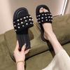 Sexy Women's Cloth Slippers Soft Sole Slip On Flat Slippers Home Mute Anti-slip Slides Outdoor Street Sandals Sandalias De Mujer