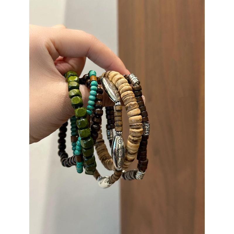 Bohemian wood beads beaded stacked bracelet women s retro ethnic style bracelet vintage medieval hand jewelry