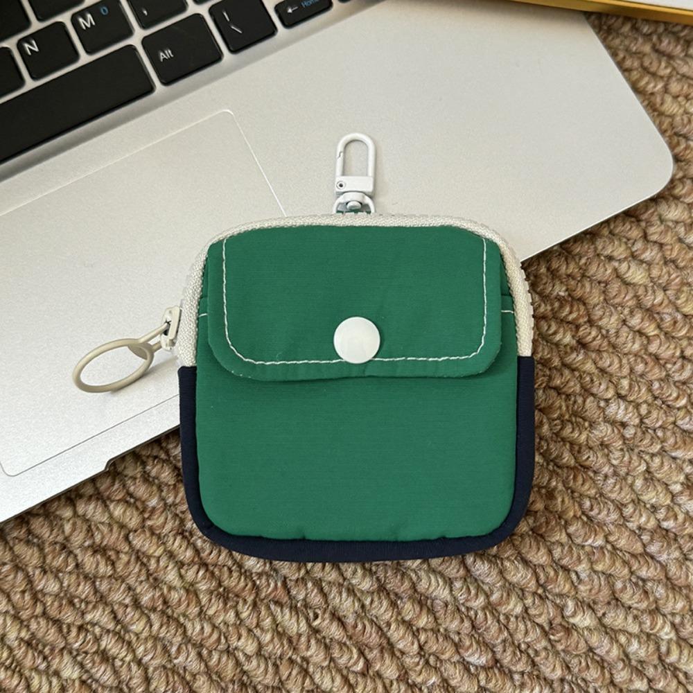 

Candy Color Earphone Bag Portable Mini Storage Bag Simple Zipper Short Wallet Travel зелений