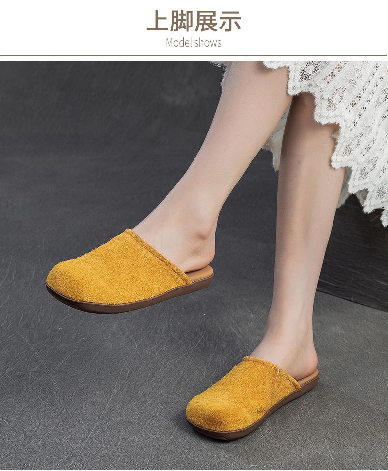 Summer Wearing Genuine Leather Haken Half Slippers
