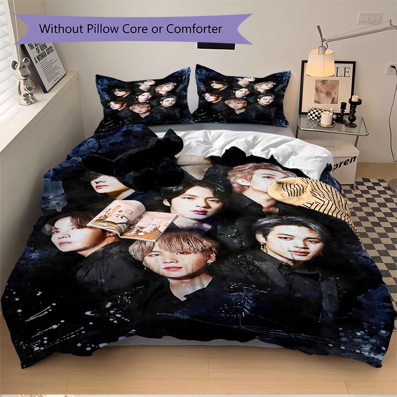 3Pcs Group Portrait Dark Bedding Set Soft Fabric Duvet Cover Pillowcases Home Christmas Xmas Halloween Gift 1 Duvet Cover 2 Pillowcase L1271