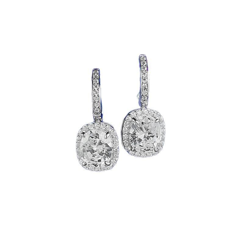 Fat Square 6 * 7Mm White Diamond Earrings Temperament Earrings Earrings