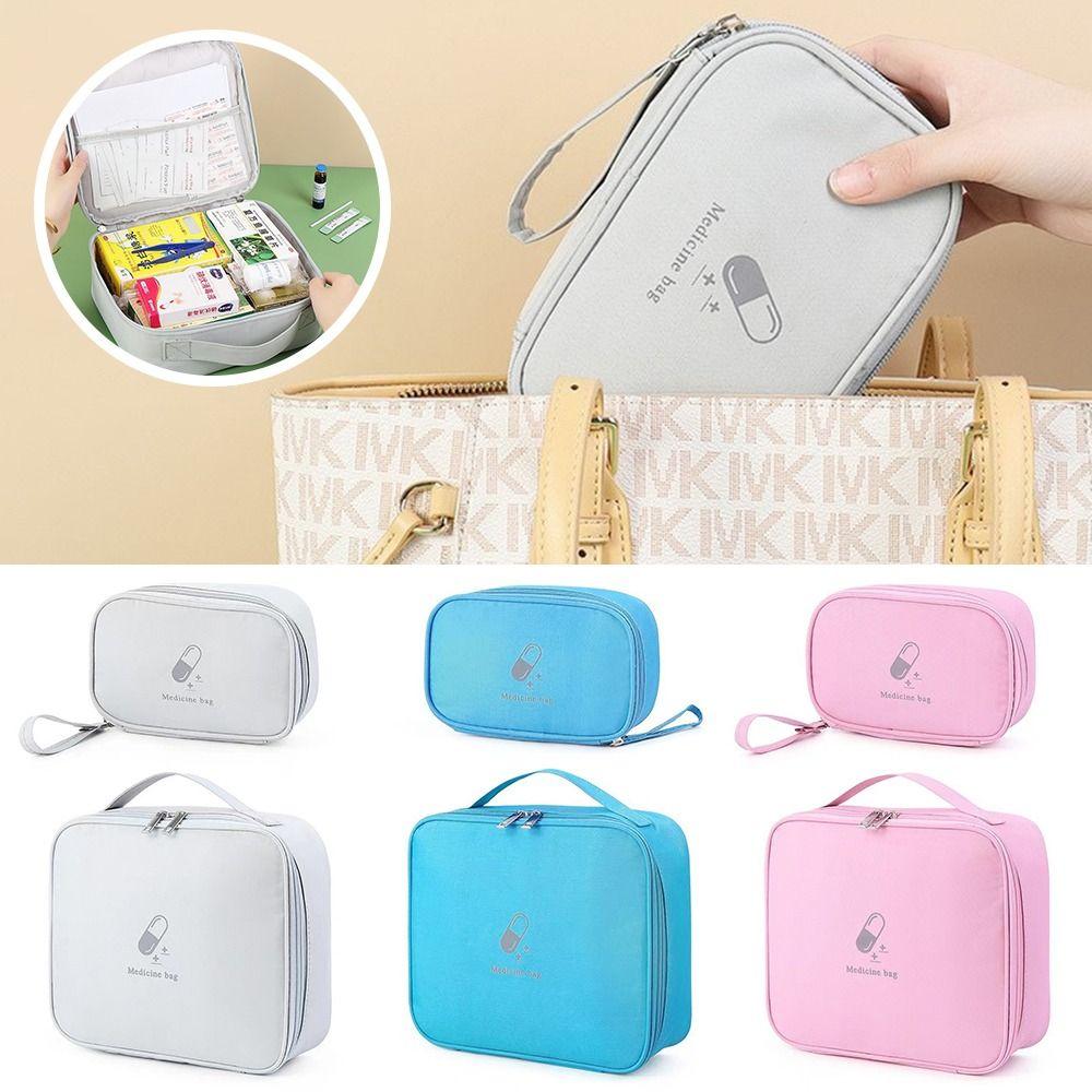 Mehrschichtige Erste-Hilfe-Tasche Rosa/Blau/Grau Aufbewahrungstasche Langlebige Notfallsets Reise