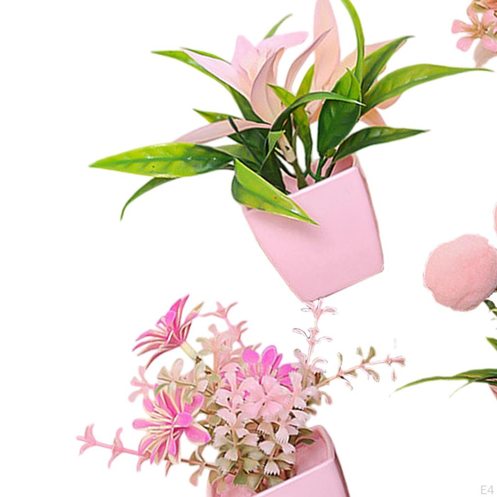 5 Pezzi Fiori Simulati Rosa Bouquet di Fiori Vasi Vasi Piante Artificiali Vasi Piantati da Interno per Ufficio