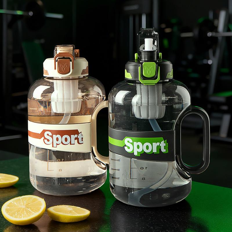 Water bottle large capacity ton bucket plastic sports kettle portable fitness water cup summer men and women cool out tea leak cup