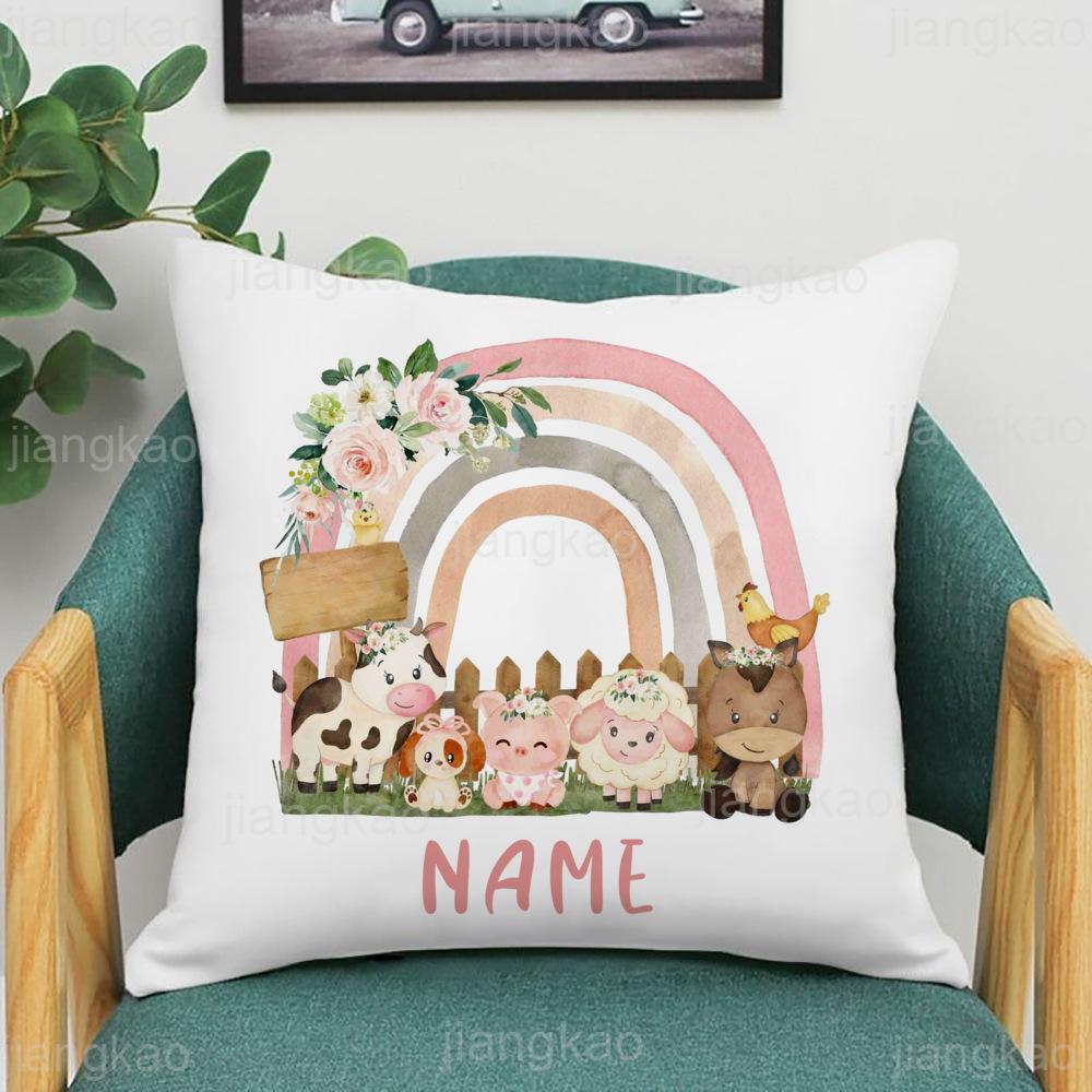 Home Decor Rainbow & Animal Personalized Cushion Covers Pattern Cushion Cover Suitable For Sofa Bedroom Car Pillow Cover