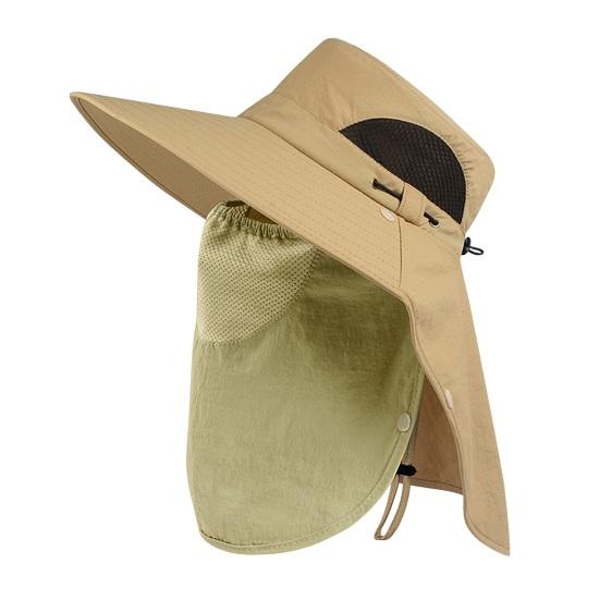 

Fishing Bucket Hat with Detachable Neck Guard Adjustable Fishing Hat Windproof Breathable Mesh Sun
