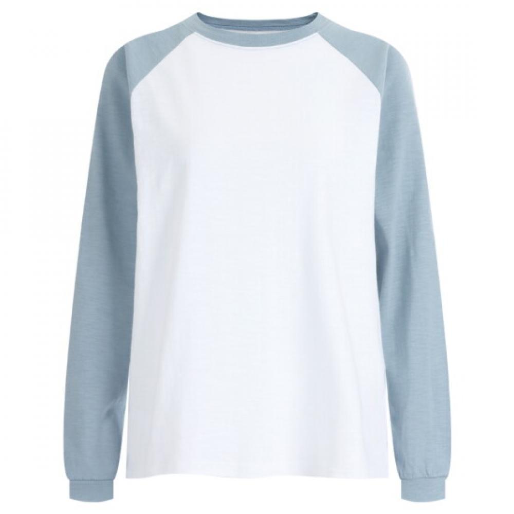 Shop WomeN RouNd Neck Color Block RaglaN LoNg Sleeve T ShirT N Dai WSh 12130 S