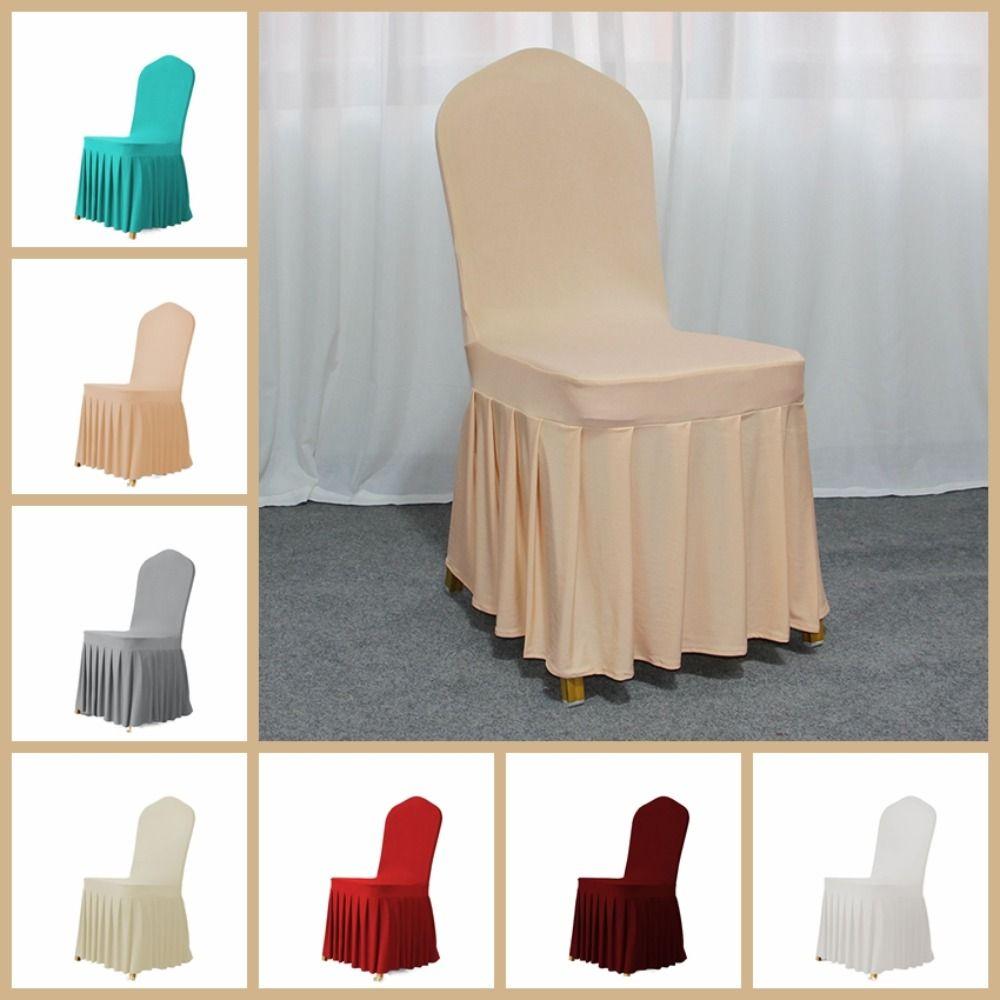 

Soft Pleated Skirt Chair Covers Solid Color Chair Protective Case Chair Cushion Banquet
