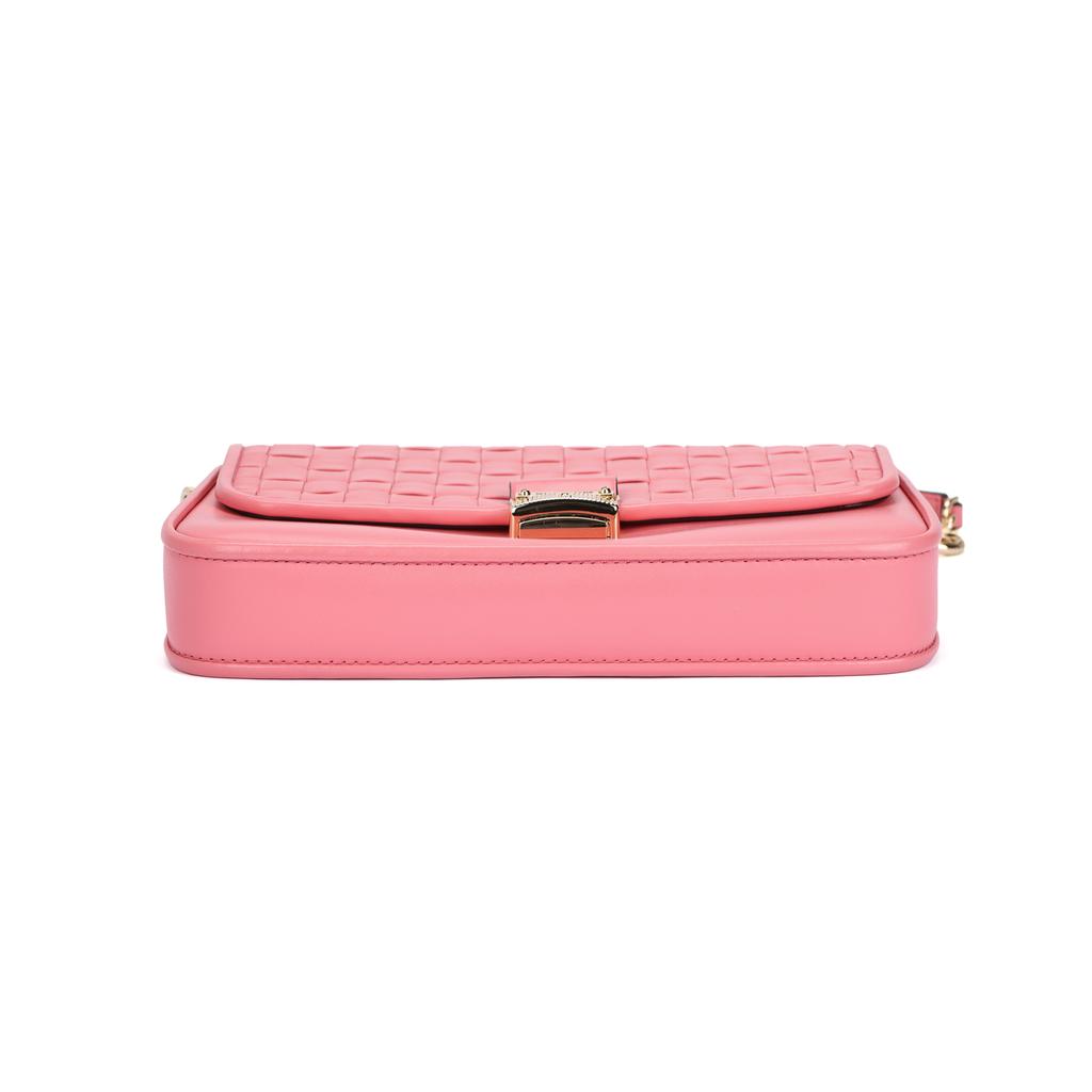Michael Kors Mk Bradshaw Solid Letter Logo Chain Quilted Weave Flap Leather Baguette Bag Women bags Light-Pink 30S1G2BL1T-644