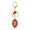 Crystal Rugby Ball Helmet Pendant Key Chain Elegant Polished Metal Keychain Gift For Sports Enthusiasts