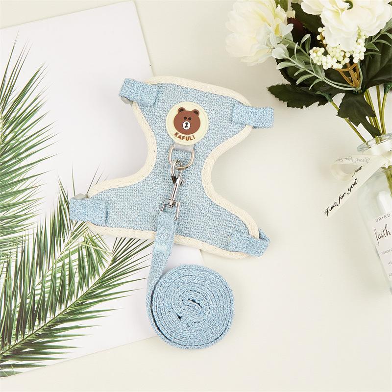 

New dog leash vest type teddy bear small dog chest strap cat leash rabbit rope M size recommends 6-6.5kg синий