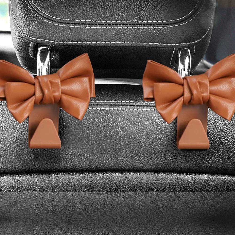 1pair Creative Multi-functional Car Seat Hook Simple Bowknot Vehicle Storage Hanger Universal Storage Hook Auto Organization