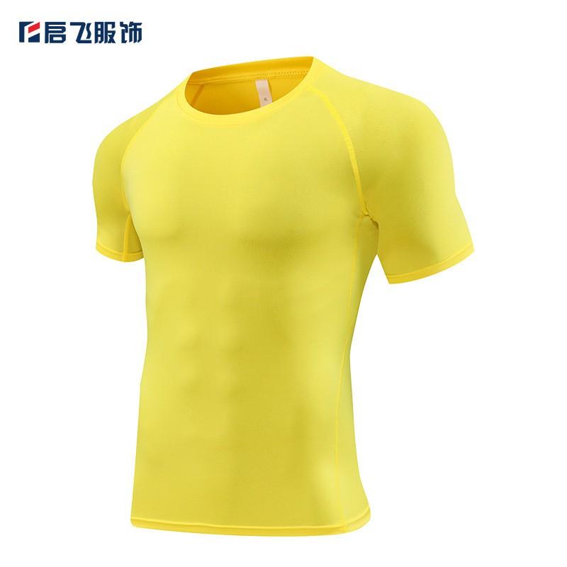 Mens Solid Quick Dry Compression Cycling Jersey Breathable Elastic Sport Running Training T-shirt Tops