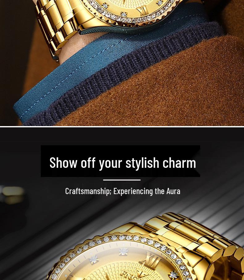 Influencer Brand Men's Tycoon Gold Luminous Waterproof Steel Watch