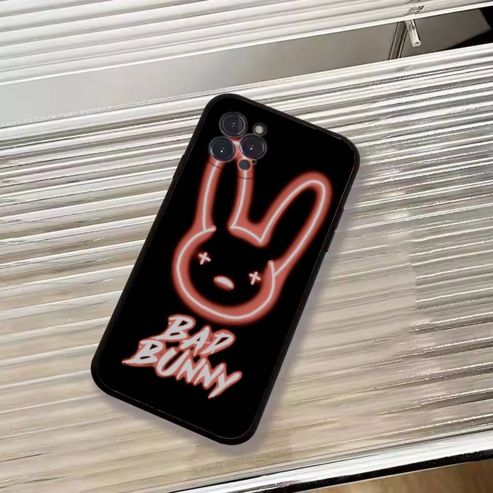 Hot Singer B-Bad Bunny Phone Case For iPhone 17,16,15,14,13,12,11 Plus,Pro Max,XS,Soft Silicone Black Cover
