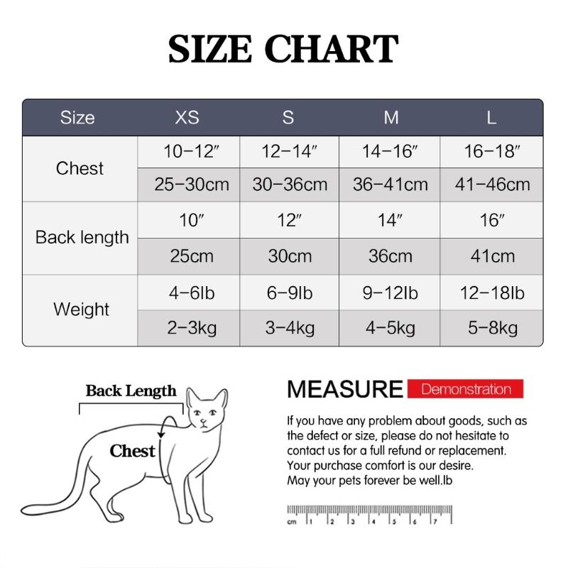 Stretchy Cats Recovery Suit Post Spay Surgical 4 Leg Clothing Comfortable Polyester Fabric Prevent Pet Wound Licking