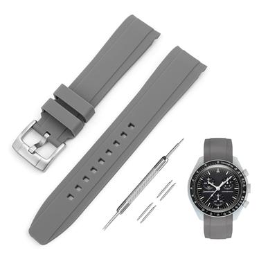 Jumpsunfun 20mm Uhrenarmband für Omega X Swatch Speedmaster Graues Silikonarmband für Omega und Swatch Speedmaster MoonSwatch MoonSwatch,
