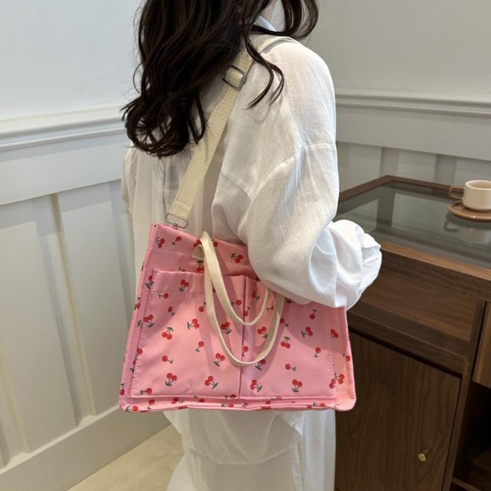 Korean Style Cherry Tote Bag Printing Canvas Handbag Casual Women Shoulder Bag Girls/Female