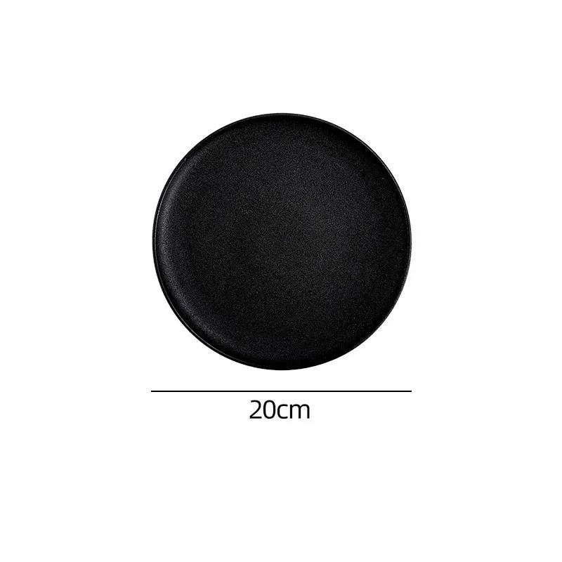 Simple Ins Wind Tableware Black Frosted Ceramic Plate Round Square Western Plate Steak Plate  Household Dinner Plates