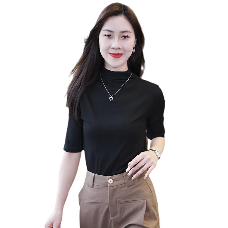 Modal Mid-Sleeve Women's Shirt - 2025 Spring/Summer Style, Five-Seven Sleeve Top, Casual T-Shirt.