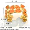 Fashion Bracelet 18k Gold Stainless Steel Flower Sun Leaf Open-ended Bracelet Non-fading Mother's Day Gift Retro Personality
