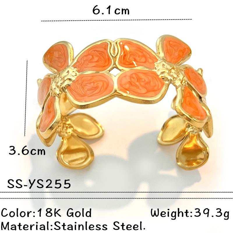 Fashion Bracelet 18k Gold Stainless Steel Flower Sun Leaf Open-ended Bracelet Non-fading Mother's Day Gift Retro Personality