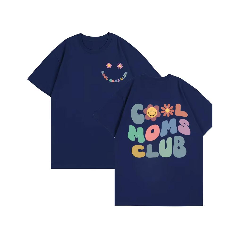 Cool Moms Club T-Shirt For Women's Summer Cotton Crew Neck Short Sleeve Fashion Printing Graphic Y2k Styles Oversized Loose Tops