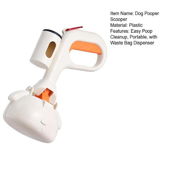 Dog Pooper Scooper Pet Poop Remover with Waste Bag Dispenser Portable Dog Waste Cleanup Tool for Outdoor Walking Camping