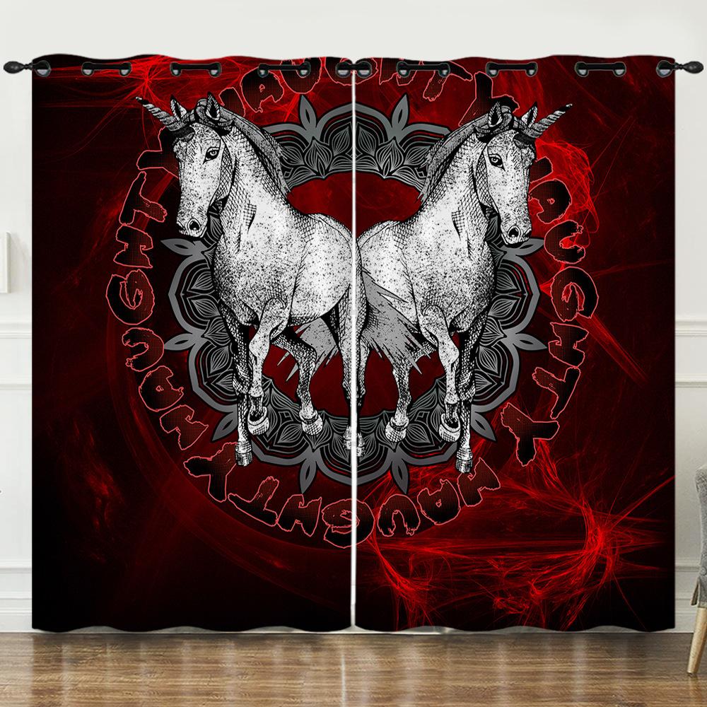 

Curtain Dinosaur World 3D Digital Printing Blackout Curtain Punching 97cm*114cm*2