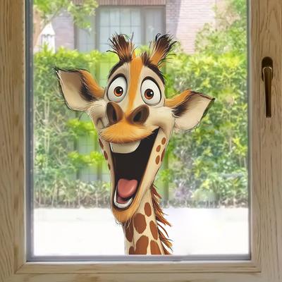 Cute and Quirky Giraffe-shaped Glass Window and Door Decoration Stickers for The Living Room and Study