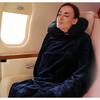 Travel Blanket and Pillow Set - Portable Inflatable Travel Neck Pillow and Premium Soft Airplane Blanket with Built-in Soft Bag, Neck Snaps, Zippered