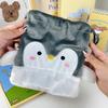 Cute Penguin Character Drawstring Pouch Soft Plush Storage Bag For Makeup And Miscellaneous Items