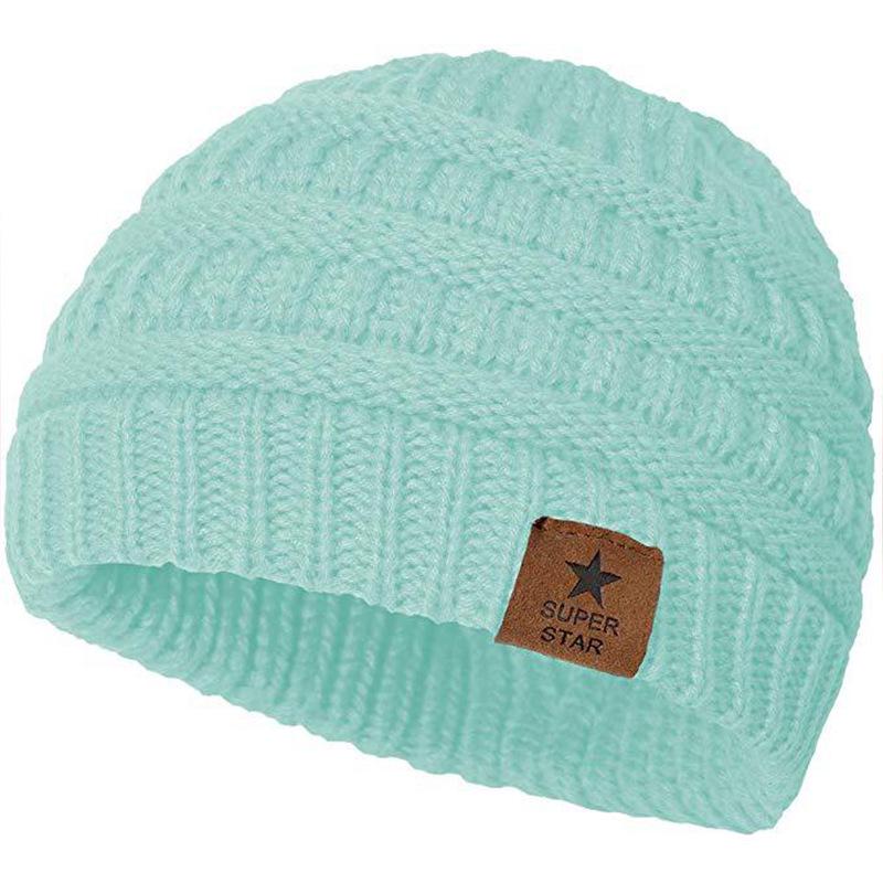 

Children s Five-Pointed Star Knitted Wool Hat - Warm Round Top Hat No Badge