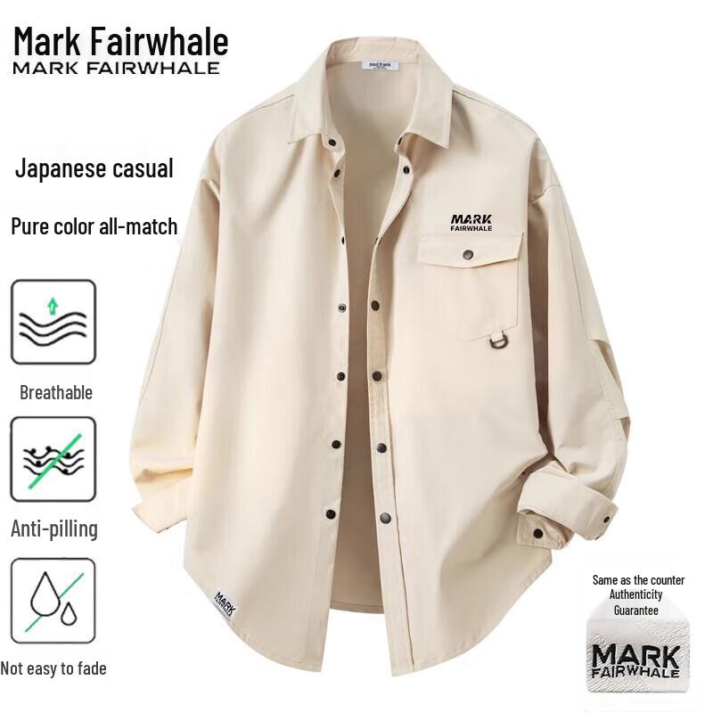 Mark Fairwhale Men's Loose-Fit Outdoor Casual Long Sleeve Shirt Jacket