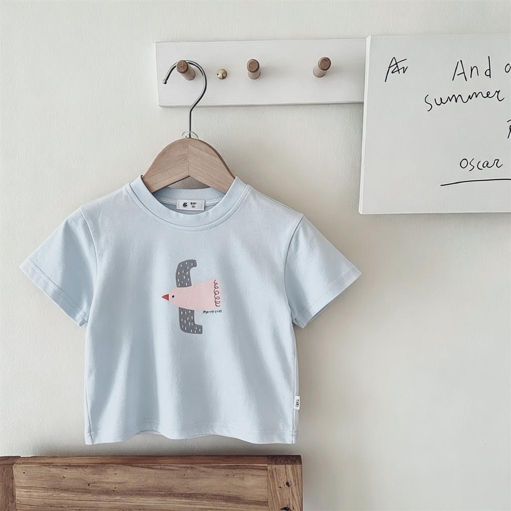 Kids Clothes Printed Tshirts Summer Simple Fashion Children T-shirt Tops Short Sleeved Crewneck Girl Boy Loose T Shirt
