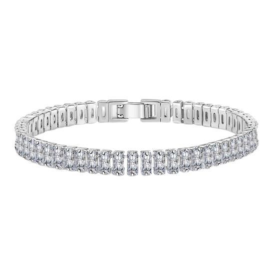 Unisex Bracelet Square Cubic Zirconia Luster Copper Anti-Friction Bangle Gift for Loved Ones Daily Wear Prom Wedding Jewelry