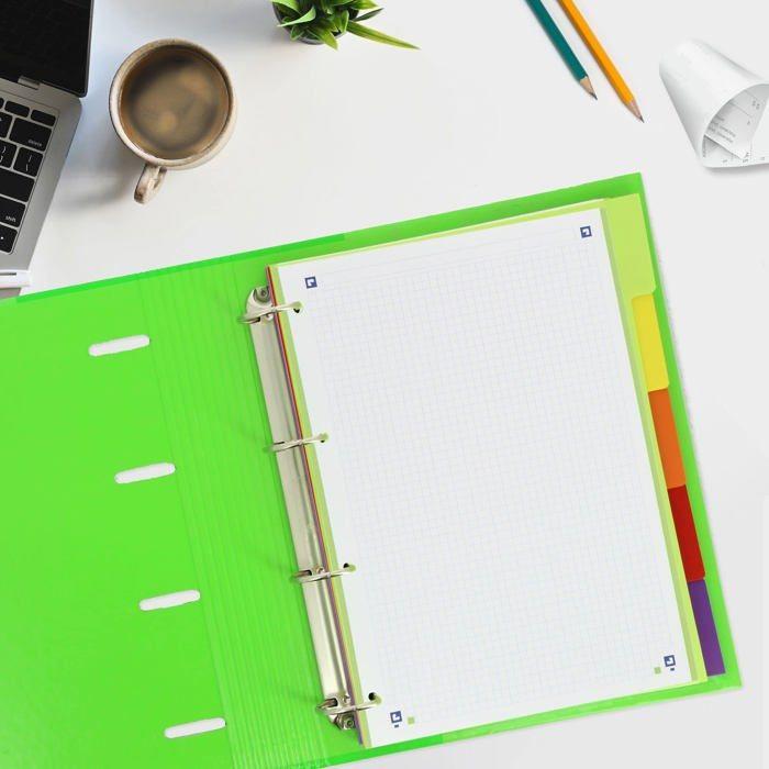 Intercalaires a4 - oxford - 5 positions - couleurs vives - polypropylène - format a4