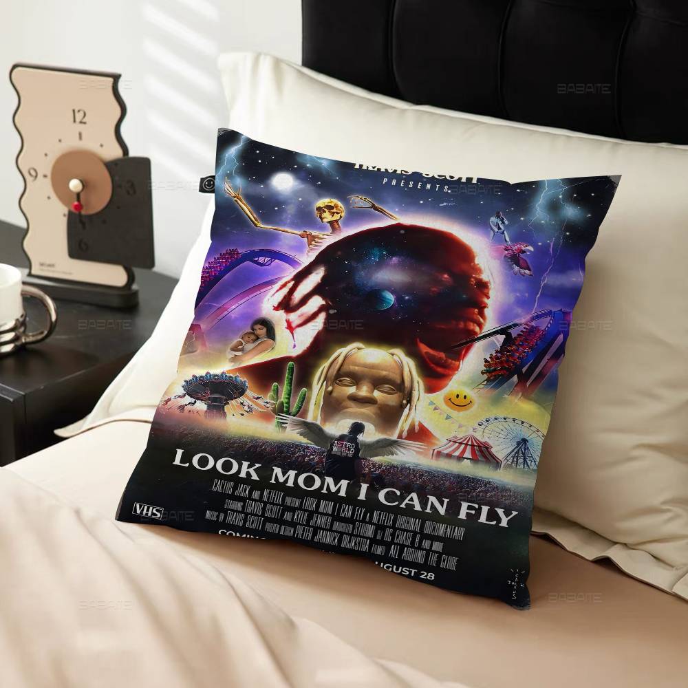 Hip Hop Singer T-Travis S-Scott Pillow Gifts Home Office Furnishings Bedroom Sofa Car Cushion Cover case 45x45cm