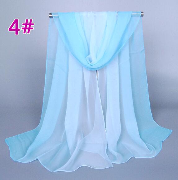 Lady Fashion Voile Girls Scarves Chiffon Scarf Women High Quality Gradual Color Women Silk Scarf  Popular Scarves Wrap shawl