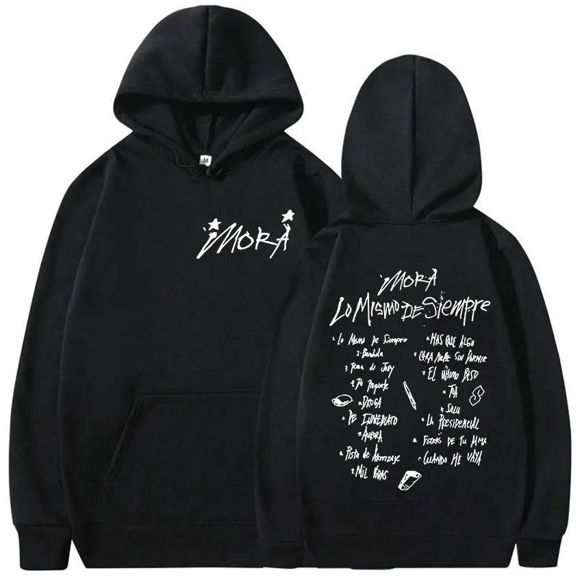Rapper Mora Lo Mismo De Siempre Tour 2025 Album Hoody Men Women Vintage Aesthetic Sweatshirt Fashion Oversized Hoodie Streetwear