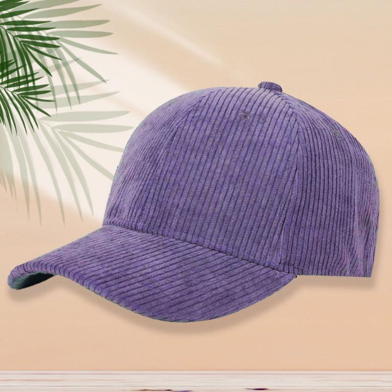 

Hat men s autumn and winter corduroy baseball cap women s retro solid color cap casual couple hat фиолетовый